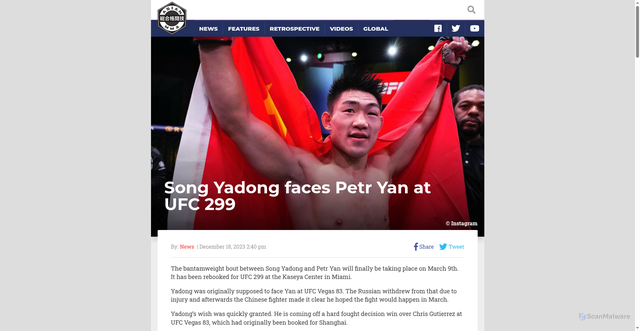 Security scan screenshot of https://asianmma.com/song-yadong-faces-petr-yan-at-ufc-299/