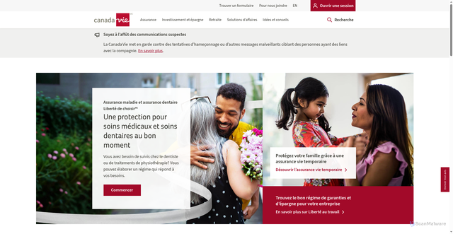 Security scan screenshot of https://www.canadalife.com/fr.html