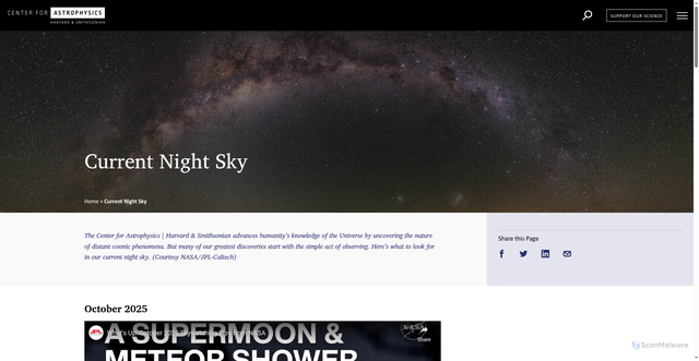 Security scan screenshot of https://www.cfa.harvard.edu/current-night-sky