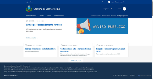 Security scan screenshot of https://www.comune.montefelcino.ps.it/