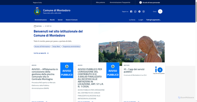 Security scan screenshot of https://www.comune.montedoro.cl.it
