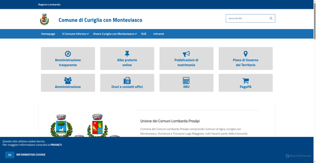 Security scan screenshot of https://www.comune.curigliaconmonteviasco.va.it/hh/index.php