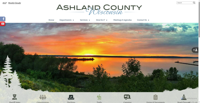 Security scan screenshot of https://ashlandcountywi.gov/