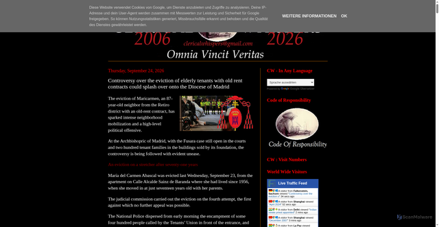 Security scan screenshot of https://clericalwhispers.blogspot.com/2026/09/controversy-over-eviction-of-elderly.html