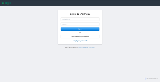 Security scan screenshot of https://app.epaypolicy.com