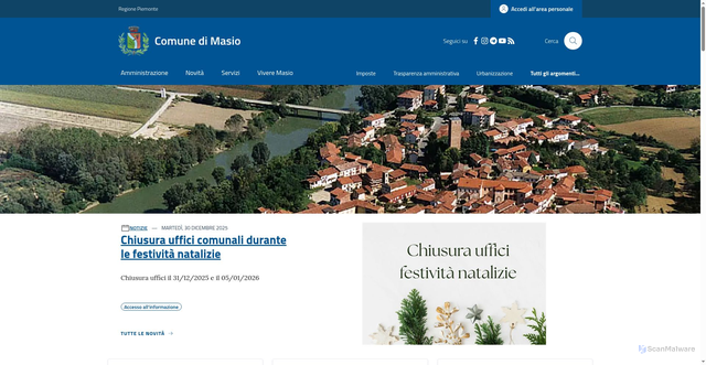 Security scan screenshot of https://www.comune.masio.al.it:443/