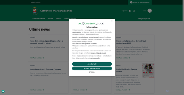Security scan screenshot of https://www.comune.marcianamarina.li.it/