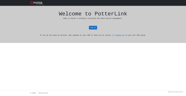 Security scan screenshot of https://potterlink.com