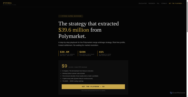 Security scan screenshot of https://pythialpha.trade/
