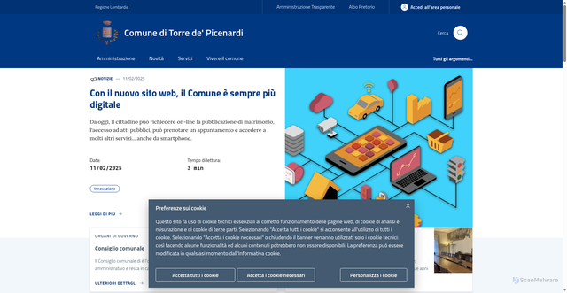 Security scan screenshot of https://www.comune.torredepicenardi.cr.it