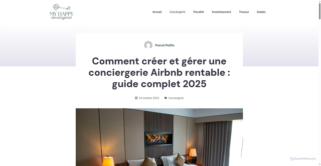 Security scan screenshot of https://my-happy-conciergerie.com/comment-creer-et-gerer-une-conciergerie-airbnb/