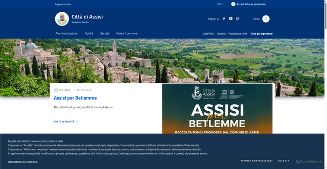 Security scan screenshot of https://www.comune.assisi.pg.it/