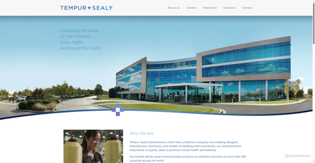 Security scan screenshot of https://tempursealy.com