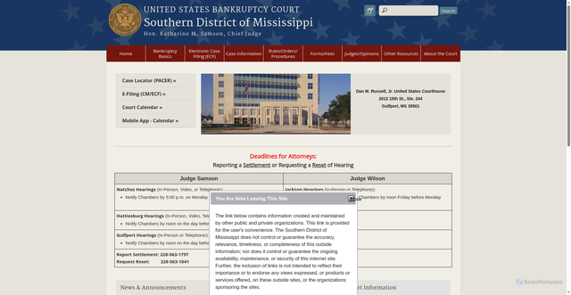 Security scan screenshot of https://www.mssb.uscourts.gov/