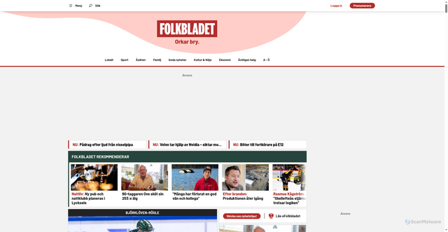 Security scan screenshot of https://folkbladet.nu