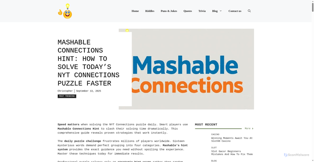 Security scan screenshot of https://brainyriddle.co.uk/mashable-connections-hint/