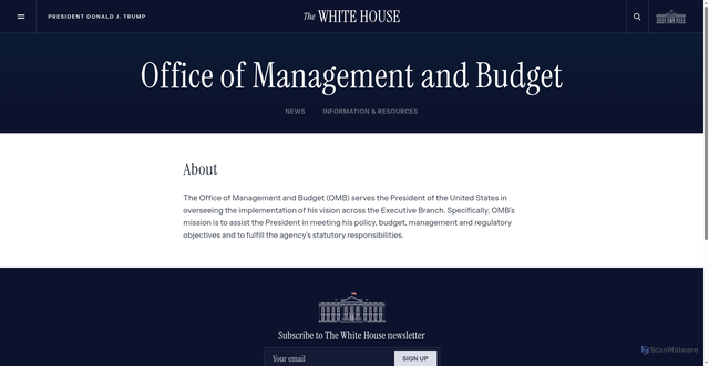 Security scan screenshot of https://www.whitehouse.gov/omb/?utm_source=omb.gov