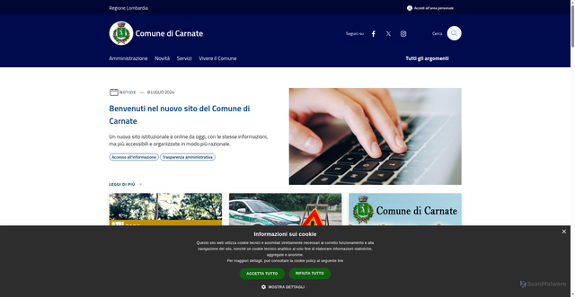Security scan screenshot of https://www.comune.carnate.mb.it/it