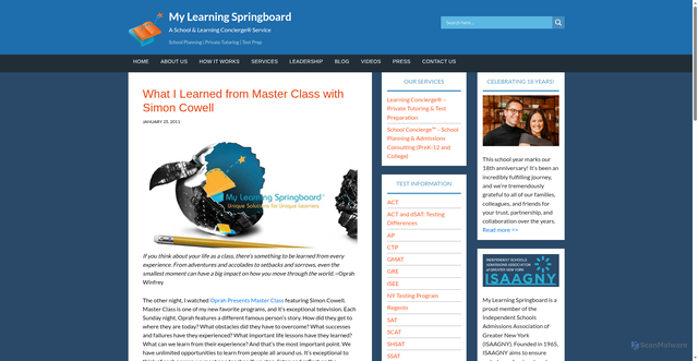 Security scan screenshot of https://mylearningspringboard.com/what-i-learned-from-master-class-with-simon-cowell/