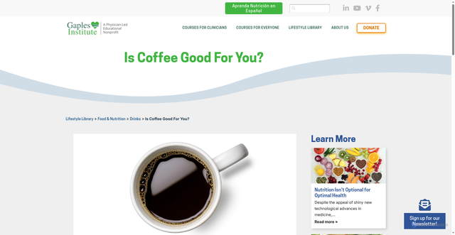 Security scan screenshot of https://www.gaplesinstitute.org/is-coffee-good-for-you/