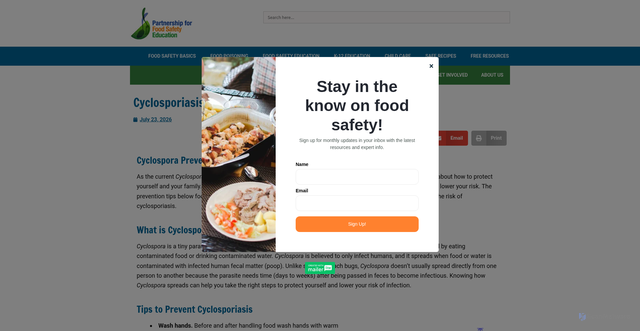 Security scan screenshot of https://fightbac.org/cyclospora-prevention/