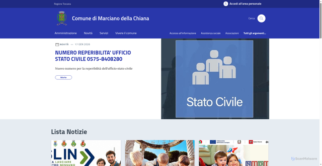 Security scan screenshot of https://www.comune.marcianodellachiana.ar.it