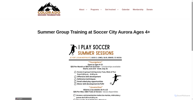 Security scan screenshot of https://coloradosoccerfoundation.org/jovencitos-2/