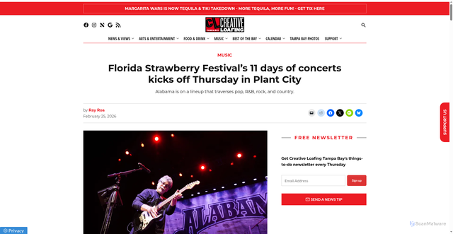 Security scan screenshot of https://www.cltampa.com/music-2/florida-strawberry-festivals-11-days-of-concerts-kicks-off-thursday-in-plant-city/