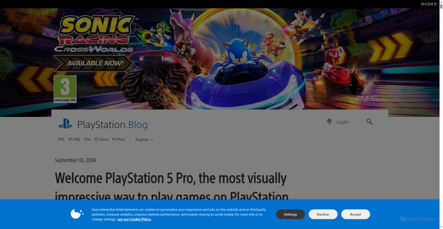 Security scan screenshot of https://blog.playstation.com/2024/09/10/welcome-playstation-5-pro-the-most-visually-impressive-way-to-play-games-on-playstation/
