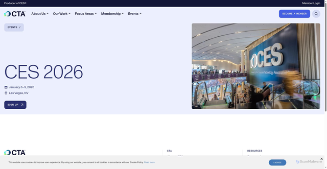 Security scan screenshot of https://www.cta.tech/events/ces-2026/