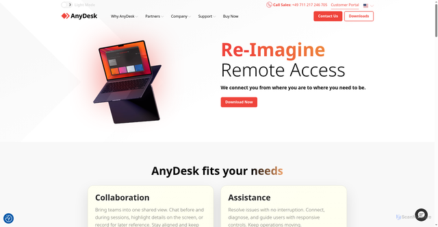 Security scan screenshot of https://relay-27af5f40.net.anydesk.com