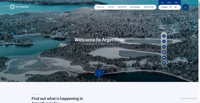 Security scan screenshot of https://www.argentina.travel/en