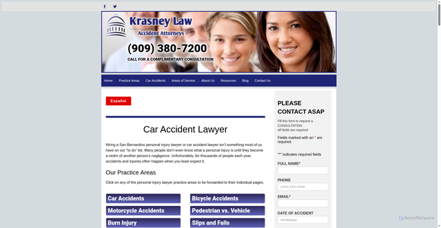 Security scan screenshot of https://krasneylaw.net/