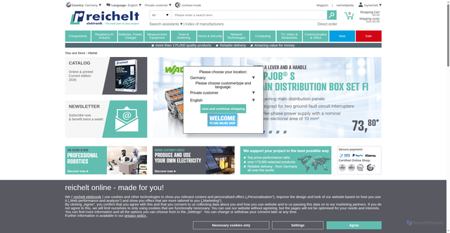 Security scan screenshot of https://reichelt.com