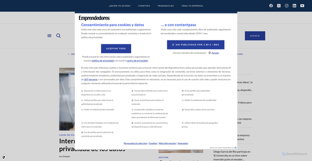 Security scan screenshot of https://emprendedores.es