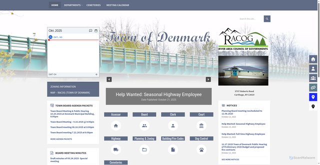 Security scan screenshot of https://townofdenmarkny.gov/