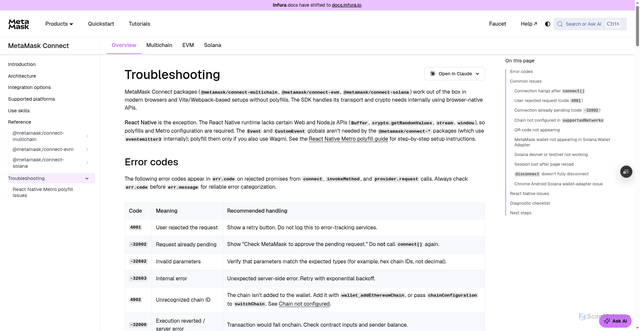 Security scan screenshot of https://metamask-docs-75mpj2s96-consensys-ddffed67.vercel.app/metamask-connect/troubleshooting/
