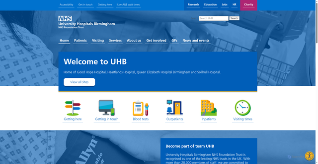 Security scan screenshot of https://www.uhb.nhs.uk//