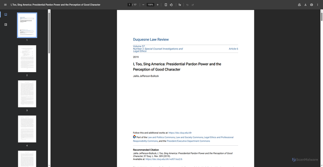 Security scan screenshot of https://dsc.duq.edu/cgi/viewcontent.cgi?article=3847&context=dlr