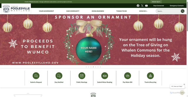 Security scan screenshot of https://www.poolesvillemd.gov/