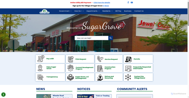 Security scan screenshot of https://www.sugargroveil.gov/