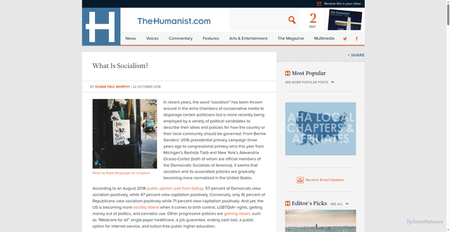 Security scan screenshot of https://thehumanist.com/commentary/what-is-socialism/