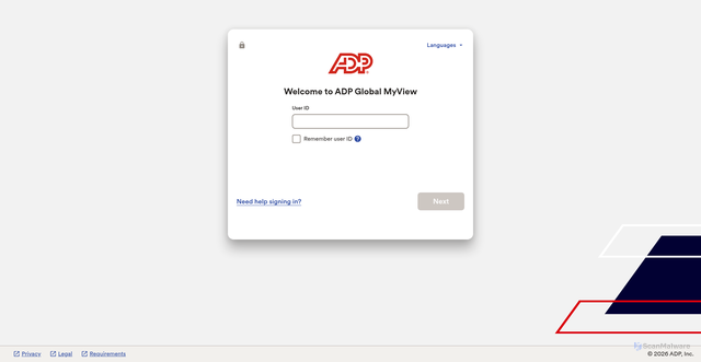 Security scan screenshot of https://portal.people.adp.com