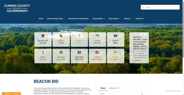 Security scan screenshot of https://cumingcountyne.gov/