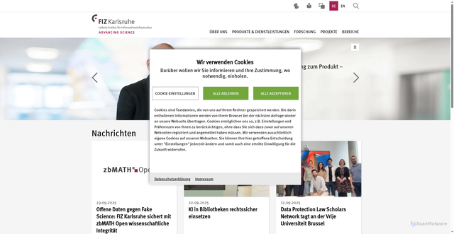 Security scan screenshot of https://www.fiz-karlsruhe.de/