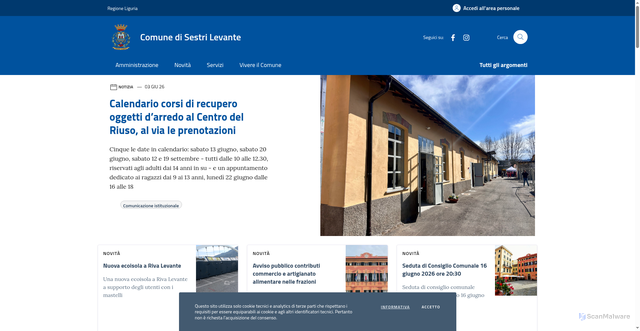 Security scan screenshot of https://www.comune.sestri-levante.ge.it
