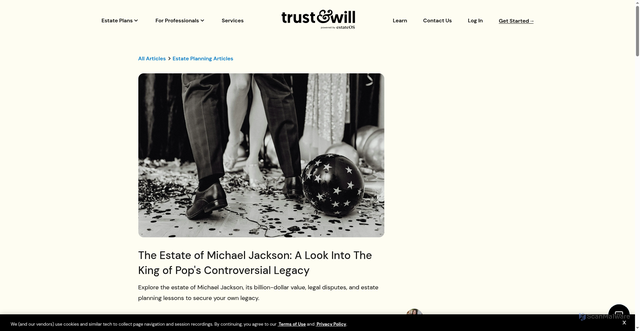 Security scan screenshot of https://trustandwill.com/learn/the-estate-of-michael-jackson