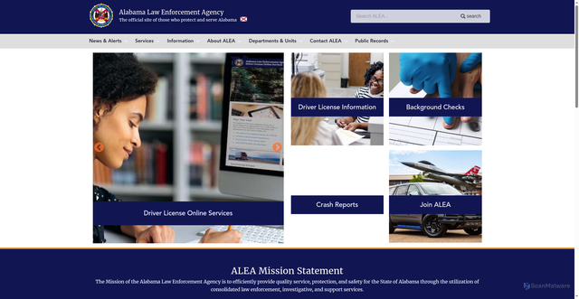 Security scan screenshot of https://www.alea.gov/