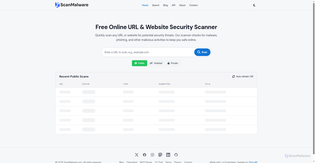 Security scan screenshot of https://scanmalware.com/