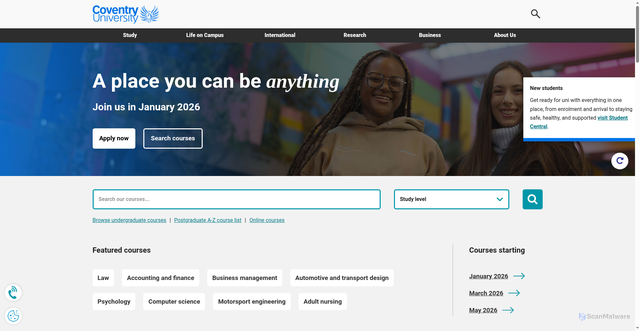 Security scan screenshot of https://www.coventry.ac.uk/